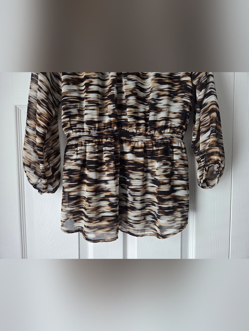 Calvin Klein Brown and Black Abstract Print Top Size M - Picture 9 of 12